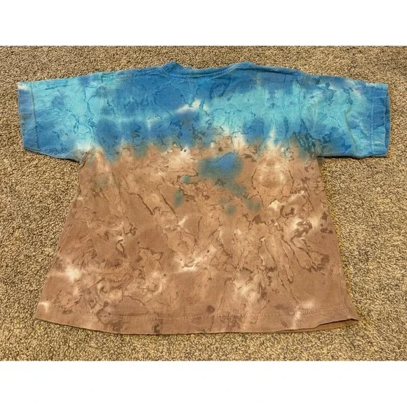 Vintage Disney Dinosaur Promo Shirt XS 4/5 Kids Tie Dye Movie Graphic Blue Brown - Picture 5 of 5